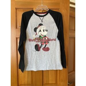 Disney Parks Walt Disney World Mickey Holiday Small Raglan Christmas Shirt